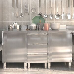 Berkfield Home - Royalton Commercial Kitchen Cabinets 3 pcs Stainless Steel