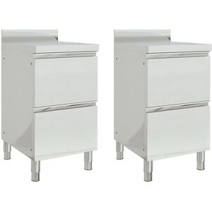 Berkfield Home - Royalton Commercial Kitchen Cabinets with 2 Drawers 2 pcs Stainless Steel