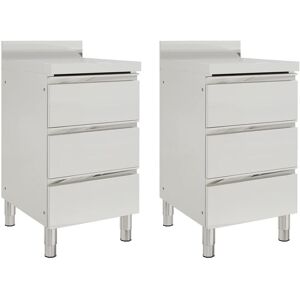 BERKFIELD HOME Royalton Commercial Kitchen Cabinets with 3 Drawers 2 pcs Stainless Steel