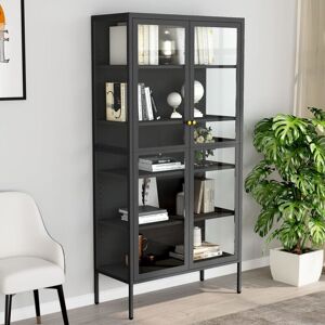 Display Cabinet Anthracite 90x40x180 cm Steel and Tempered Glass - Royalton