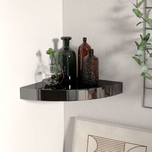 Royalton - Floating Corner Shelf High Gloss Black 25x25x3.8 cm mdf