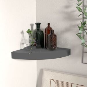 Floating Corner Shelf High Gloss Grey 25x25x3.8 cm mdf - Royalton