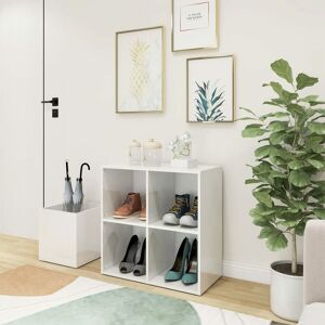 Hall Shoe Cabinet High Gloss White 105x35.5x70 cm Engineered Wood - Royalton