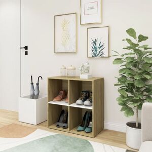 Hall Shoe Cabinet White and Sonoma Oak 105x35.5x70 cm Engineered Wood - Royalton