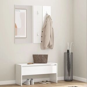 BERKFIELD HOME Royalton Hallway Furniture Set High Gloss White Engineered Wood