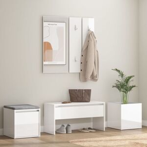 BERKFIELD HOME Royalton Hallway Furniture Set High Gloss White Engineered Wood