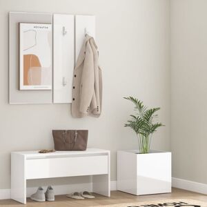 BERKFIELD HOME Royalton Hallway Furniture Set High Gloss White Engineered Wood