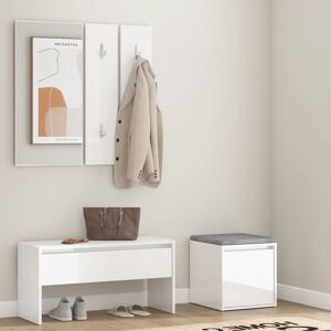 BERKFIELD HOME Royalton Hallway Furniture Set High Gloss White Engineered Wood