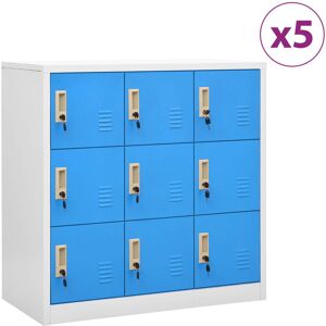 Locker Cabinets 5 pcs Light Grey and Blue 90x45x92.5 cm Steel - Royalton