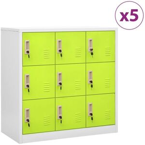 Locker Cabinets 5 pcs Light Grey and Green 90x45x92.5 cm Steel - Royalton