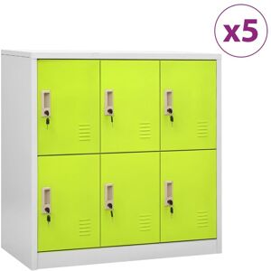 Locker Cabinets 5 pcs Light Grey and Green 90x45x92.5 cm Steel - Royalton