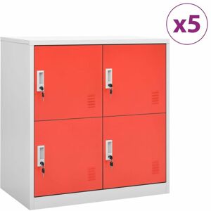 Locker Cabinets 5 pcs Light Grey and Red 90x45x92.5 cm Steel - Royalton