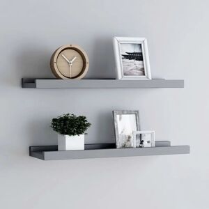 Royalton - Picture Frame Ledge Shelves 2 pcs Grey 60x9x3 cm mdf