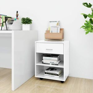 Royalton - Rolling Cabinet High Gloss White 46x36x59 cm Engineered Wood