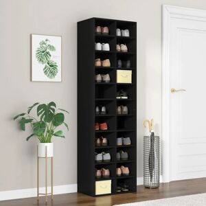 Shoe Cabinet Black 54x34x183 cm Engineered Wood - Royalton