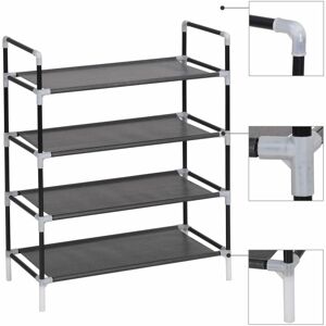 Shoe Rack with 4 Shelves Metal and Non-woven Fabric Black - Royalton