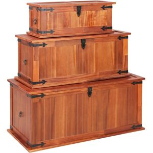 BERKFIELD HOME Royalton Storage Chests 3 pcs Solid Acacia Wood