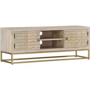 Tv Cabinet 110x30x40 cm Solid Bleached Wood Mango - Royalton