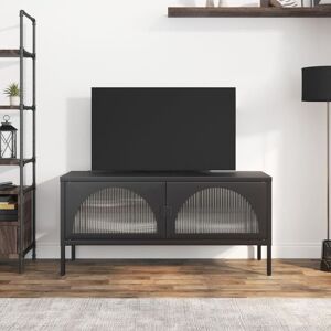 Tv Cabinet Black 105x35x50 cm Glass and Steel - Royalton