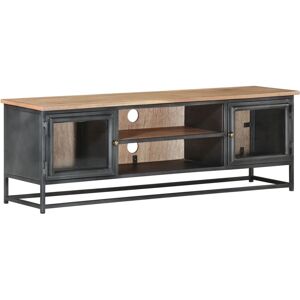 Tv Cabinet Grey 120x30x40 cm Solid Acacia Wood and Steel - Royalton