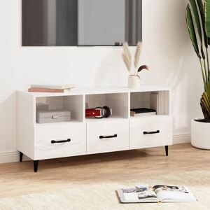 Tv Cabinet High Gloss White 102x35x50 cm Engineered Wood - Royalton