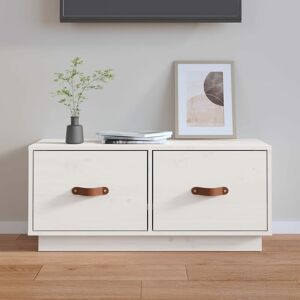 Tv Cabinet White 80x34x35 cm Solid Wood Pine - Royalton