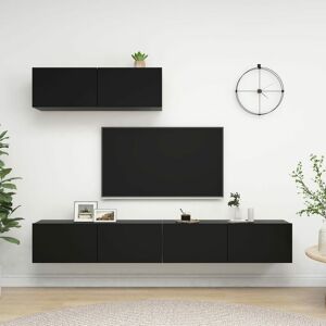 Royalton - tv Cabinets 3 pcs Black Engineered Wood