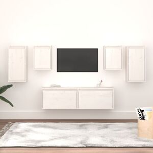 Tv Cabinets 6 pcs White Solid Wood Pine - Royalton