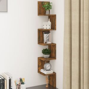 Wall Corner Shelf Smoked Oak 20x20x127.5 cm Engineered Wood - Royalton