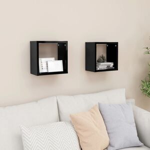 Royalton - Wall Cube Shelves 2 pcs High Gloss Black 26x15x26 cm