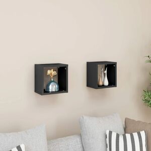 Royalton Wall Cube Shelves 2 pcs High Gloss Grey 22x15x22 cm