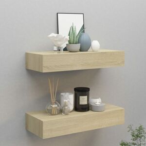 Royalton Wall-mounted Drawer Shelves 2 pcs Oak 60x23.5x10cm MDF