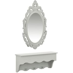 BERKFIELD HOME Royalton Wall Shelf Set for Keys&Jewelery with Mirror and Hooks Grey