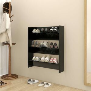 Wall Shoe Cabinet Black 80x18x90 cm Engineered Wood - Royalton