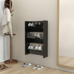 Wall Shoe Cabinet High Gloss Black 60x18x90 cm Engineered Wood - Royalton