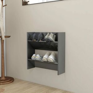 Wall Shoe Cabinet High Gloss Grey 60x18x60 cm Engineered Wood - Royalton