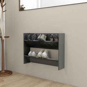 Wall Shoe Cabinet High Gloss Grey 80x18x60 cm Engineered Wood - Royalton