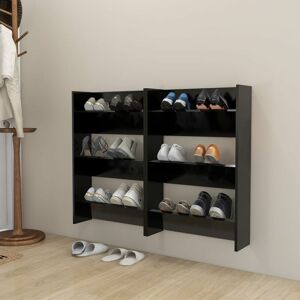 Wall Shoe Cabinets 2 pcs Black 60x18x90 cm Engineered Wood - Royalton