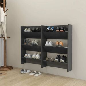 Wall Shoe Cabinets 2 pcs Grey 60x18x90 cm Engineered Wood - Royalton