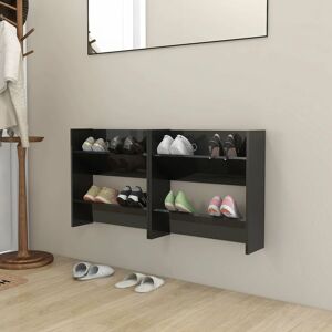 Wall Shoe Cabinets 2 pcs High Gloss Black 60x18x60 cm Engineered Wood - Royalton