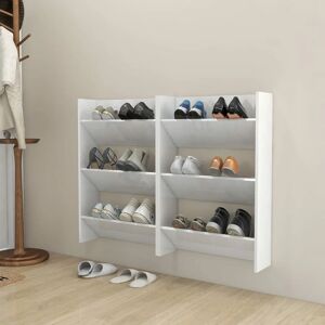 Wall Shoe Cabinets 2 pcs High Gloss White 60x18x90cm Engineered Wood - Royalton