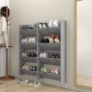 Wall Shoe Cabinets 4 pcs Concrete Grey 60x18x60 cm Engineered Wood - Royalton