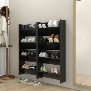 Wall Shoe Cabinets 4 pcs High Gloss Black 60x18x60 cm Engineered Wood - Royalton