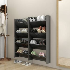 Wall Shoe Cabinets 4 pcs High Gloss Grey 60x18x60 cm Engineered Wood - Royalton