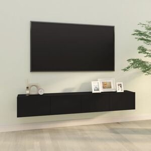 Wall tv Cabinets 2 pcs Black 100x30x30 cm Engineered Wood - Royalton