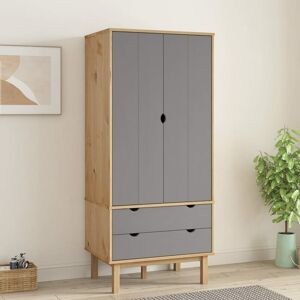 BERKFIELD HOME Royalton Wardrobe Brown and Grey 76.5x53x172 cm Solid Wood Pine