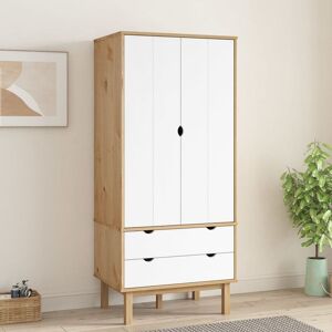 Berkfield Home - Royalton Wardrobe Brown and White 76.5x53x172 cm Solid Wood Pine