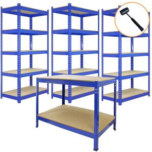 MONSTER SHOP 3 x 90cm & 2 x 120cm Blue Racking Bay Unit 5 Tier Heavy Duty