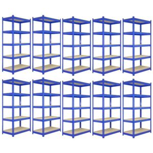 Monster Shop - 10 x Blue Racking Bay Unit 5 Tier Heavy Duty Steel Metal 280kg