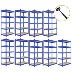 MONSTER SHOP 9 x Blue Racking Bay Unit 5 Tier Heavy Duty Steel Metal 280kg